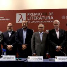 Presídium durante la Rueda de prensa 