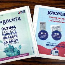 Portada y contraportada última gaceta impresa