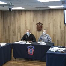 Presídium durante la rueda de prensa