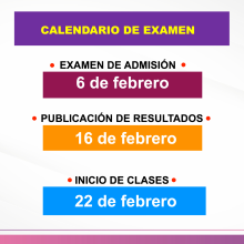 Nuevas fechas del calendario de admisión.