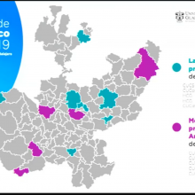 Mapa de Jalisco con los módulos de detección señalados