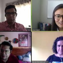 Egresado y sinodales de proyecto durante videoconferencia