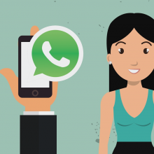 Imagen del curso, celular con ícono de WhatsApp