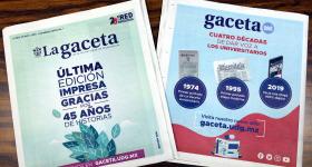 Portada y contraportada última gaceta impresa