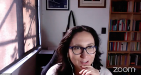 Anahí Urquiza Gómez durante el webinario