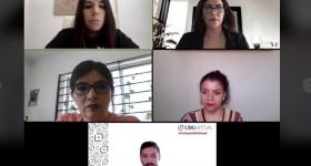 Egresada y sinodales de proyecto durante la sesión virtual