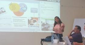 Lisset Monzón presentando avances de su tesis doctoral