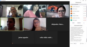 Participantes del círculo de lectura durante reunión virtual
