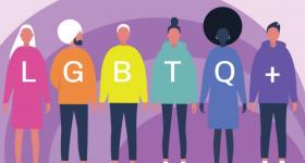 foto del curso, dibujo de personas con letras LGBTQ+