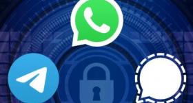 Logos de Telegram, WhatsApp y Signal