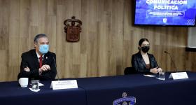 Presídium durante la rueda de prensa