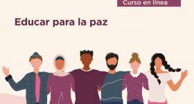 Carter promocional del curso persona de diversas razas abrazados