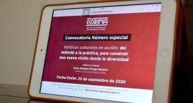 Pantalla de ingreso a la convocatoria de la revista