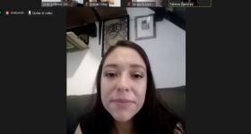 Fátima Ramírez durante su ponencia virtual