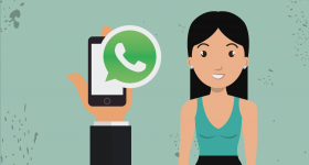 Imagen del curso, celular con ícono de WhatsApp