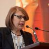 Dra. María Esther Avelar, Rectora del Sistema de Universidad Virtual, rindiendo su informe de actividades.